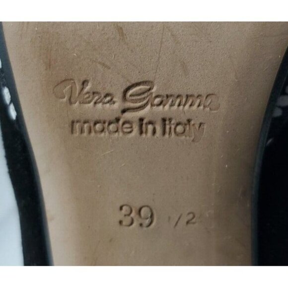 Linea Raffaella Black Suede Geo Designed Heels Pump VERA GOMMA SZ 39.5/8.5 Italy - Picture 12 of 14